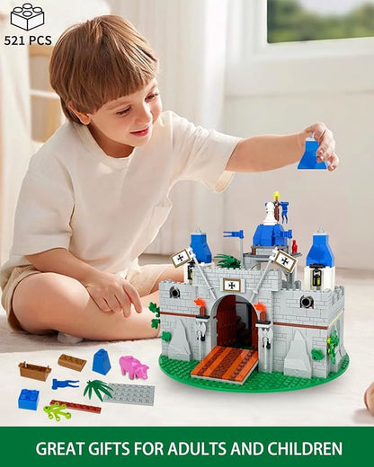 Medieval Knight Castle Building Blocks Set – Comes with 12 Knights Figures , Compatible with Lego Medieval Town Square House Toys , for Adults & Children Ages 6+