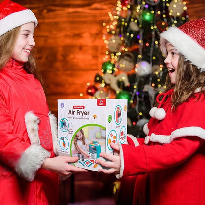 Toy Air Fryer, Play Kitchen Appliances with Music and Light, Pretend Play Food Set for Toddlers, Kids, Kitchen Playset Music & Color Changing Foods, Gift for Boys and Girls 2 3 4 5 Years Old