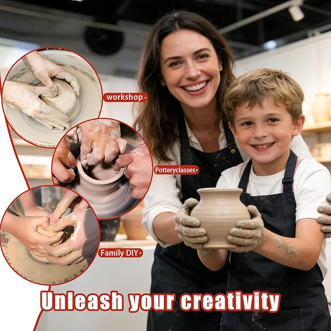 14" 450W Electric Pottery Wheel with LCD Panel Adjustable Speed Foot Pedal,Detachable Basin,Heighten Desk Legs,Clay Toolfor Kids, Adults, Beginners, Home DIY & Professional Pottery Making