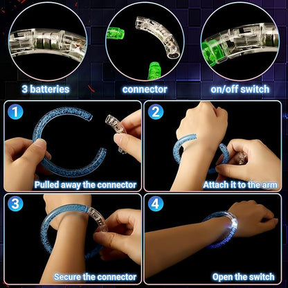 50PCS LED Bracelets,7 Color Glow In The Dark Bracelets,Flashing Light Up Bracelets,Glow Bracelets,Glow In The Dark Party Supplies,Light Up Party Favors for Birthday,Concert,Carnival,Festival