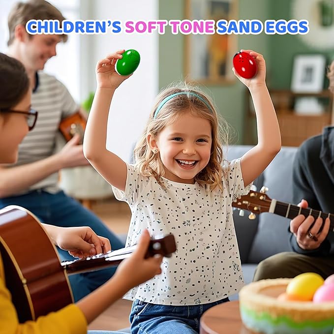 6 Pack Easter Basket Stuffers, Eco-Friendly Woode Percussion Musical Shaker, Toddlers Stocking Stuffers 1-3 Year Old, Montessori Toys for Kids Boys Girls Easter Party