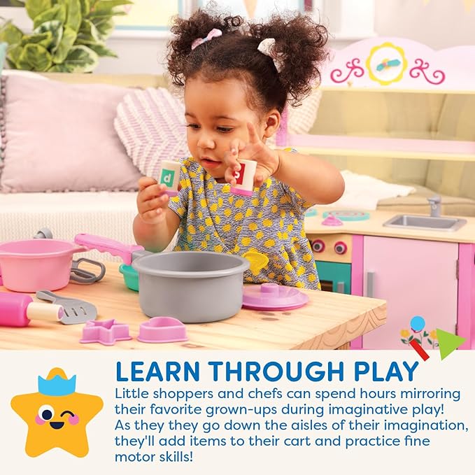 Battat- Play Circle- Shopping Cart & Grocery Set For Kids – Toy Food – Play Kitchen- Pretend Play- 3 years +