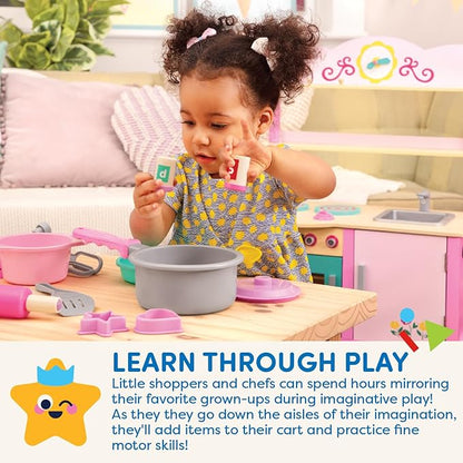 Battat- Play Circle- Shopping Cart & Grocery Set For Kids – Toy Food – Play Kitchen- Pretend Play- 3 years +