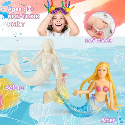 BESTYMXY Mermaid Toys Painting Kit, Mermaid Paint Kit, Kids Art Set, DIY Mermaid Paint Arts & Crafts Set, Mermaid Toys for Girls