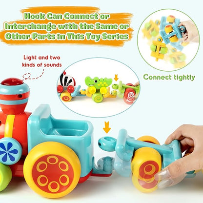 Marstone Baby Toys for 1 2 Year Old Boys and Girls Gifts, Forest Train Car Set for Toddlers 1-2, Push Animal Baby Toys 12-18 Months, Learning Toddler Toys for 1-3 Yr Old Boy Birthday Xmas Gift