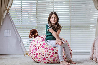 Wekapo Stuffed Animal Storage Bean Bag Chair Cover for Kids | Stuffable Zipper Beanbag for Organizing Children Plush Toys Large Premium Cotton Canvas (Small star, X-Large)