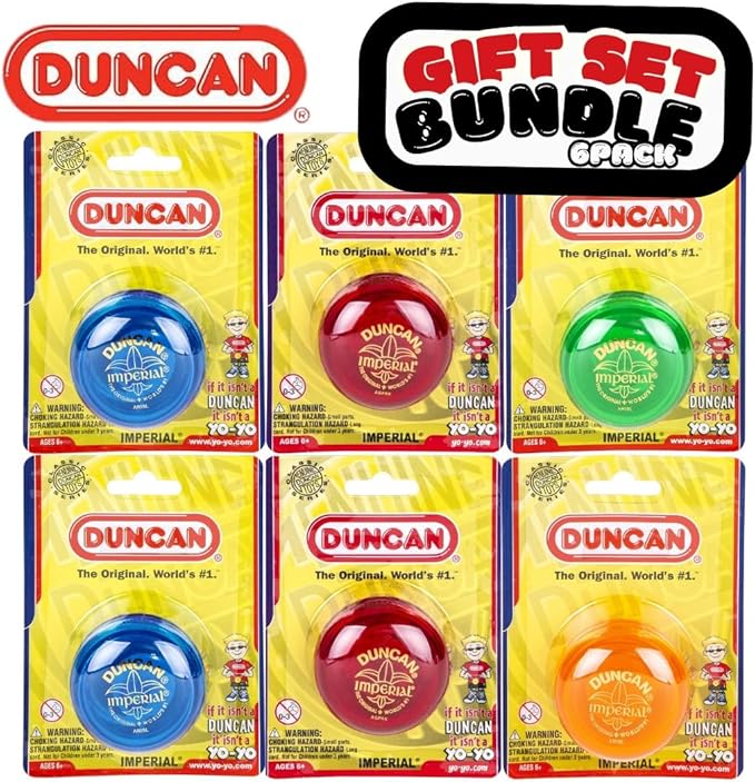 Duncan Toys Imperial Yo-Yo (6-pc), Beginner Yo-Yo with String, Steel Axle and Plastic Body, Assorted Colors
