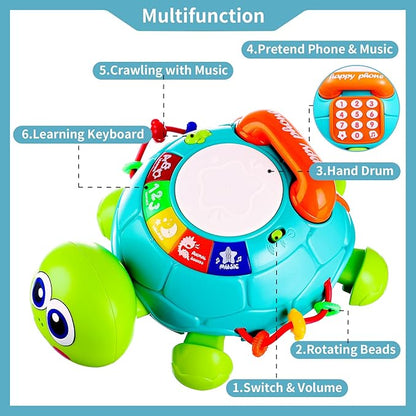 Baby Toys 6 to 12 Months Crawling Turtle Musical Infant Toy for 12 Months Old Light Up Tummy Time Toys Early Eduactional Learning Montessori Toy for 8 9 10 Month Baby Boy Girl Toddler