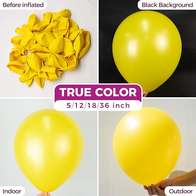 Bezente Yellow Balloons Latex Party Balloons - 100 Pack 12 inch Round Helium Yellow Balloons for Birthday Sunflower Party Decorations