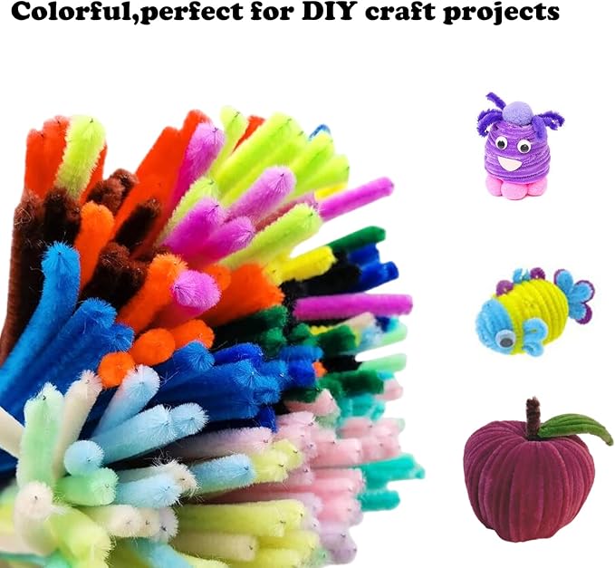 Swpohrat 100 Pieces Wine Red Pipe Cleaner Craft Set,Thick Fuzzy Chenille Stem Pipe Cleaners for DIY Craft Projects and Decorations