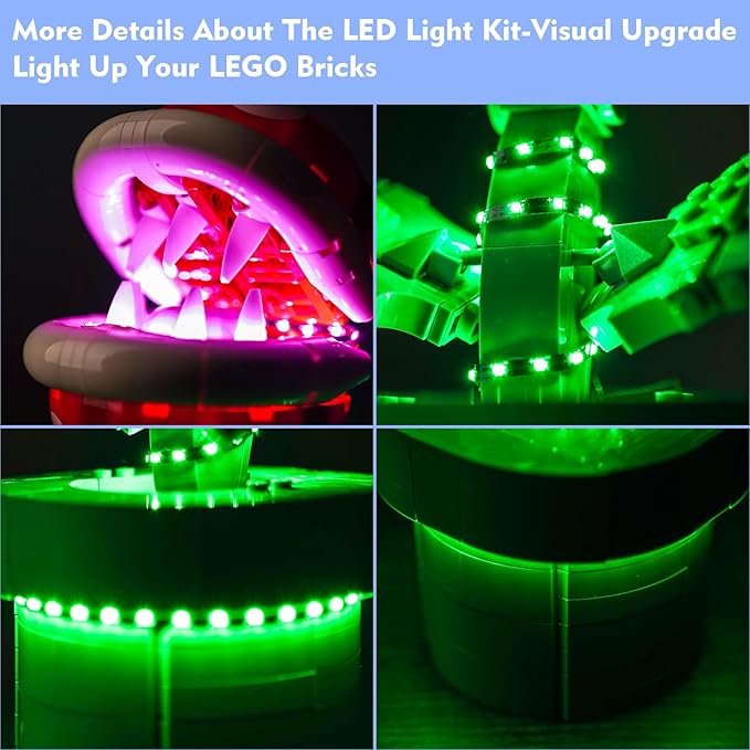 LED Light Kit Compatible with Lego Piranha Plant 71426 Set DIY Creative Lighting Set Accessories Compatible with Lego Mario Piranha 71426 Building Set (Lights Only, No Models)
