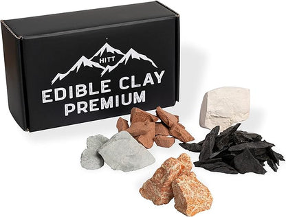 HITT Edible Clay Chunks Set – 5 sorts of Clay for Eating 8.8 oz (250 gr) Zero Additives ASMR Food for Pica Cravings, Handpicked Edible Dirt