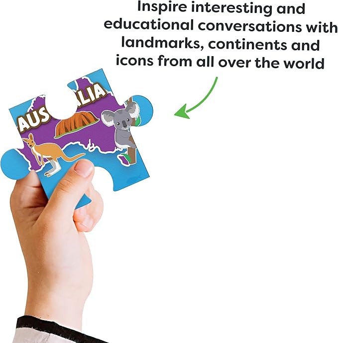 World Map Puzzle for Kids - 75 Piece - World Puzzles with Continents - Childrens Jigsaw Geography Puzzles for Kids Ages 4-8, 5, 6, 7, 8-10 Year Olds - Globe Atlas Puzzle Maps