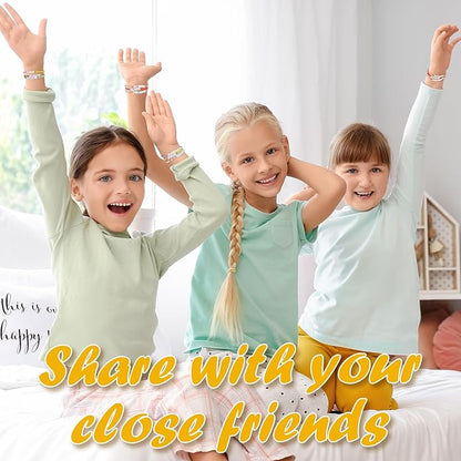 60 pcs Colorful Kids Friendship Bracelet Sets, Stackable Elastic Cute Beaded Bracelets Princess Pretend Play Bracelet Preppy Bracelets Bulk Set for Women Gift