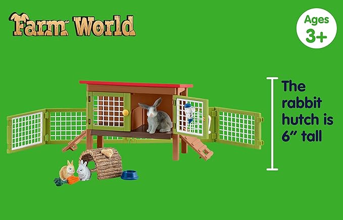 Schleich Farm World, Easter Toys for Boys and Girls Ages 3-8, 8-Piece Playset, Rabbit Hutch and Bunny Playpen Toy Set