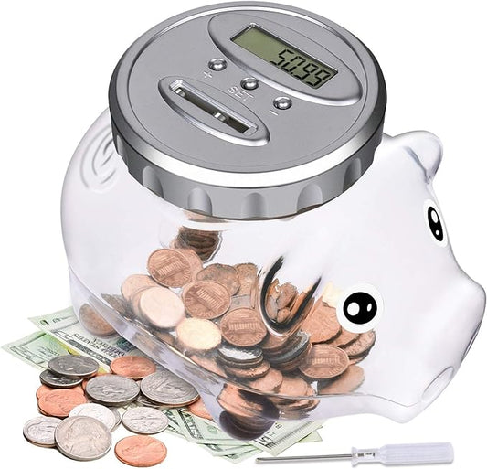 Kids Piggy Bank for Girls Boys - Toys for 5 6 7 8 9 10 Year Old Girl Boy Christmas Birthday Gifts - Money Bank with LCD Display, Coin Bank for Kids Toys Age 6-8-10