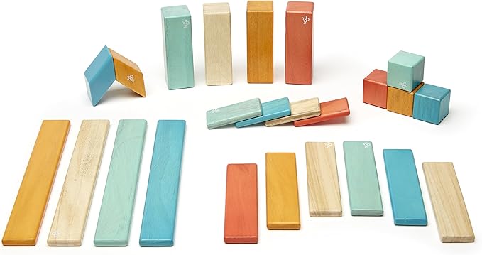 24 Piece Tegu Magnetic Wooden Block Set, Sunset, 1-99 years old