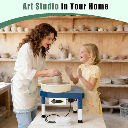 450W 14" Electric Pottery Wheel with LCD Panel Adjustable Speed Foot Pedal,Detachable Basin,Heighten Desk Legs,Clay Toolfor Kids, Adults, Beginners, Home DIY & Professional Pottery Making