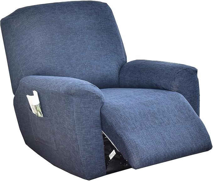 CRFATOP Recliner Chair Slipcovers with Pockets 1Seat Recliner Cover 4-Pieces Fallon Collection Slipcover Lazy Boy Chair Cover for Recliner with Elastic Bottom,47