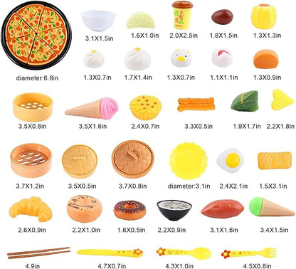 Pretend Play Toy Food Kitchen Set, Asia Dim Sum Set for Kids, Tea Time Toys Sweet Treats Suitable for Café , Birthday for Boys Girls