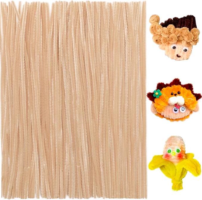 Praisebank Pipe Cleaners for Crafts (200pcs in Skin Color), 12 inch Long Pipe Cleaners, Pink Pipe Cleaners.