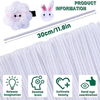 180 Pieces Pipe Cleaners Chenille Stem, White Pipe Cleaners, Craft Pipe Cleaners, 11.8inch Christmas Pipe Cleaners Chenille Stems for DIY Art Crafts Decorations Supplies (White)