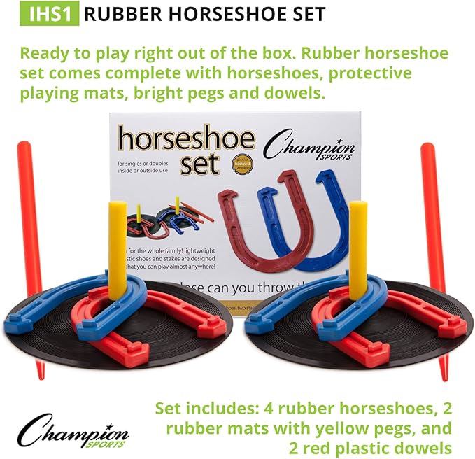 Champion Sports Indoor/Outdoor Horseshoe Set Red