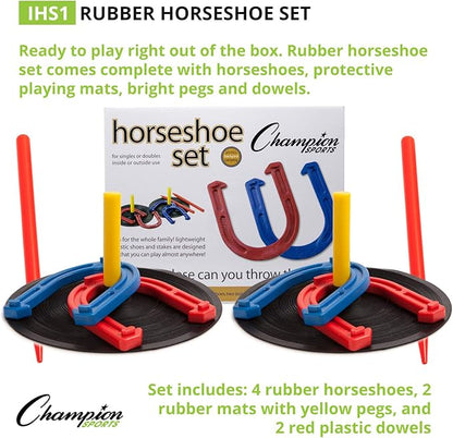 Champion Sports Indoor/Outdoor Horseshoe Set Red