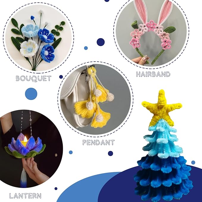 100Pcs Pipe Cleaners, Pipe Cleaners Craft, Chenille Stems Creative Craft Pipe Cleaners Flowers for Festivals Decorations, Crafting Pipe Cleaners Supplies for DIY Arts Making/Royal Blue