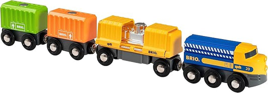 BRIO 33982 Three-Wagon Cargo Train - Kid-Friendly Wooden Toy Train | Engaging Play Experience | Compatible with All Railway Tracks | Ideal for Kids Age 3 & Up | FSC-Certified Materials