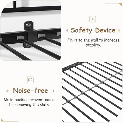 VECELO Twin Over Twin Bunk Bed with Built-in Ladder and Safety Guardrail, Heavy Duty Metal Bunkbeds, Space Saving, No Box Spring, Black