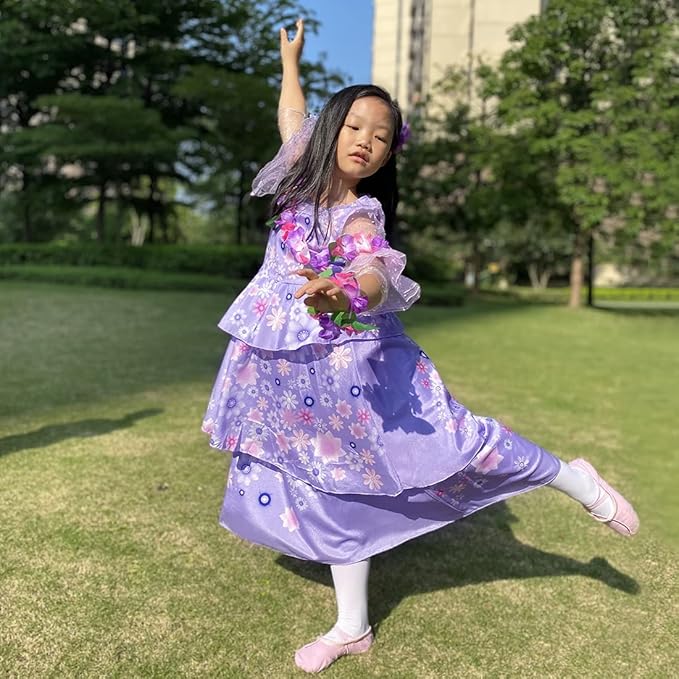 Kids Mirabel Cosplay Costume Girls Isabela Magical Princess Dresses Halloween Party Dress Up Suit