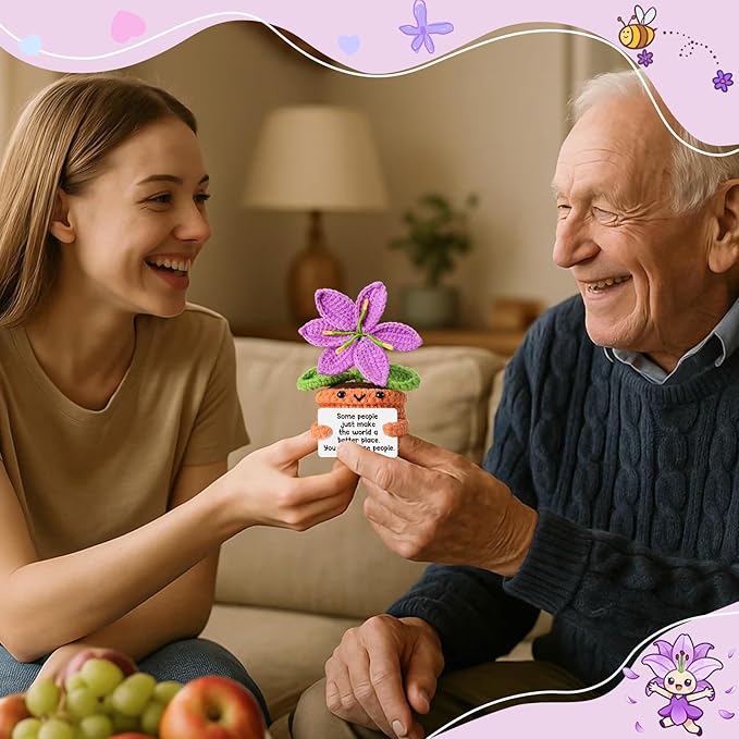 Purple Crochet Lily Flower Doll – Happy Birthday Gift for Women, Thank You Appreciation Gifts for Coworkers, Teachers, Friends, Mothers Day unique Gifts for Mom form Daughter Easter Basket Stuffers