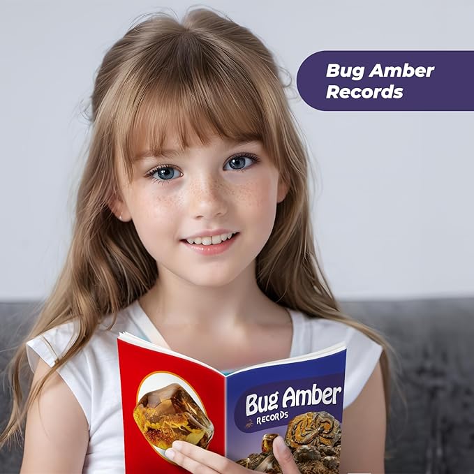 EDUMAN Amber Dig Kit - 6 Artificial Insect Resin Specimens, Bugs Fossil Excavation Set with Natural Amber, STEM Inspired Educational Toy for Kids Ages 6-12, for Boys & Girls