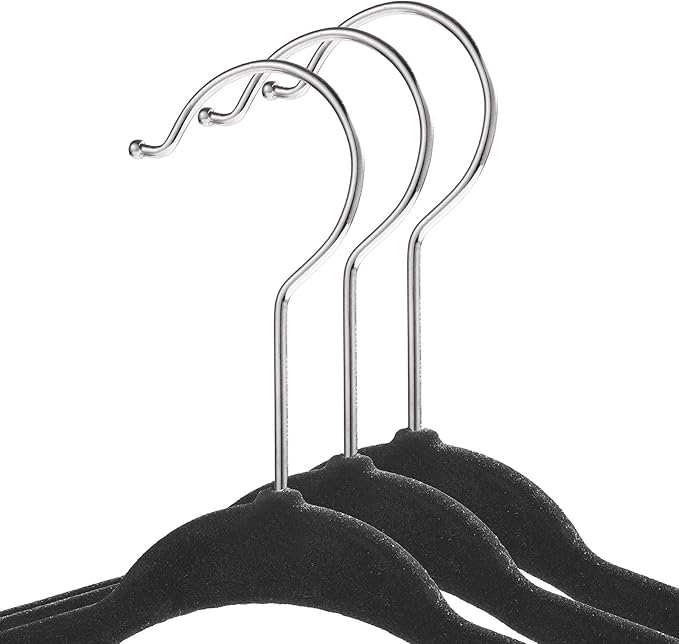 Casafield 50 Velvet Baby Hangers - 11" Size for Infant & Toddler Clothes - Black