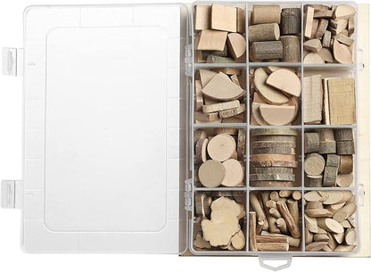 LAZACA Wood Craft Kits DIY for Kids Ages 5-20 Wooden Unfinished Toys Art Paint Bulk Craft Sticks Garden Playset Loose Parts Play Materials 250 Pcs/19.5X13X3.5cm