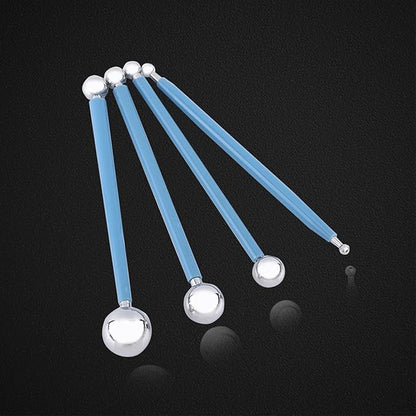 Modeling Ball Tools Set for DIY Ceramics & Sugar Flower Crafts – Double-Ended Clay Sculpting Tools with 8 Sizes – Metal Ball Fondant Cake Decorating Pens for Baking, Nail Art & Air Dry Clay (4pcs)