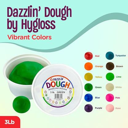 Hygloss Play Modeling Dough - Green Dough Unscented - Safe & Non-Toxic for Kids Arts & Crafts - Party Favors - Classroom Supplies - 3lb