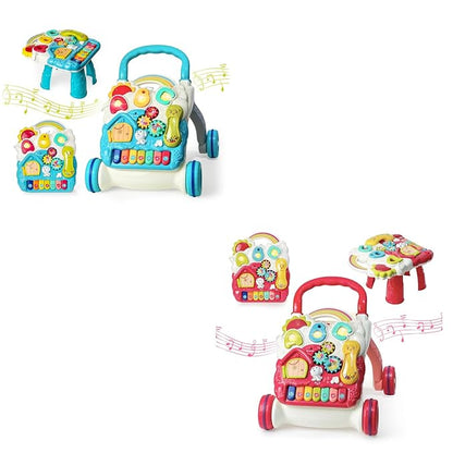 Sit to Stand Baby Walker, Activity Center with Music and Light, Activity Table for Toddlers, Push Toys for Babies Learning to Walk, Early Education Toys for Infant Boys Girls 6 Months Up