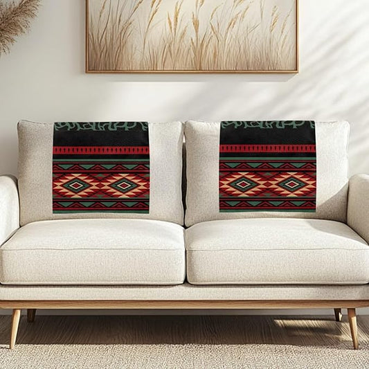 Navajo Recliner Headrest Cover Washable Red Sofa Headrest Covers Couch Headrest Covers Furniture Protector for Living Room Home 1 Pcs