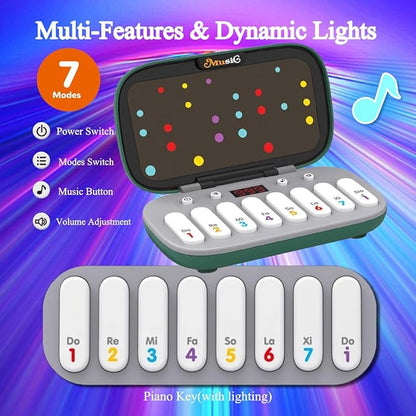 Kids Mini Piano Toy, BPA-Free Light Up Keyboard, Portable Travel Learning Toys for Toddlers, Music Interactive Birthday Gift for 3 4 5 6 Year Old Boys Girls Children (Green)