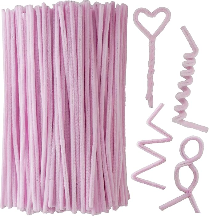 Qirimoi Light Pink Pipe Cleaners Craft Pipe Cleaners Bulk Pipecleaners Crafts Supplies，200Pcs Light Pink
