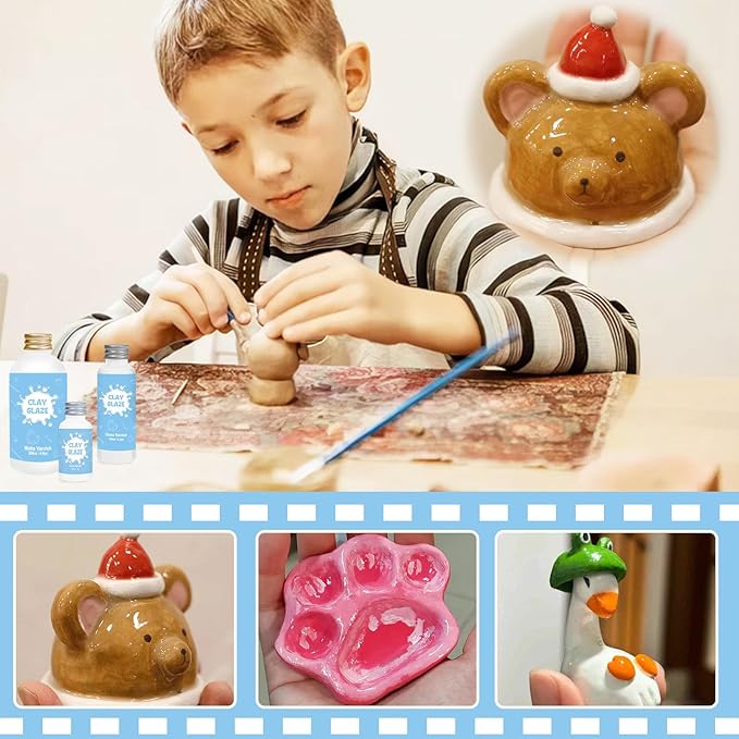 100ml Air Dry Clay Varnish，Air Dry Clay Sealant for Airdry Clay，Air Dry Clay Glaze Can Not Only Used to Prevent Clay Cracking, Scratches, and Wear,It Can Also Having a Glossy Glaze Effect (Gloss)