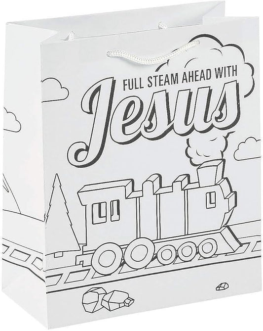 Fun Express Railroad VBS Color Your Own Take Home Bags - Set of 12 - DIY Reigious Crafts for Kids