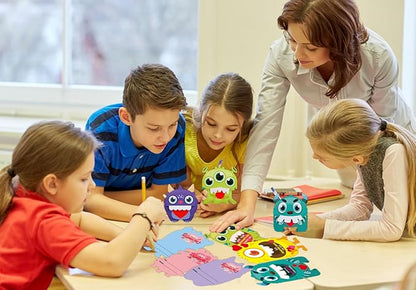 FaCraft Valentines Cards for Kids 24PCS Valentine's Day Gifts Card with Envelope Funny 3D Foldable Monster Valentine Exchange Cards for Kids Boys Girls Classroom School Valentine Party Favors