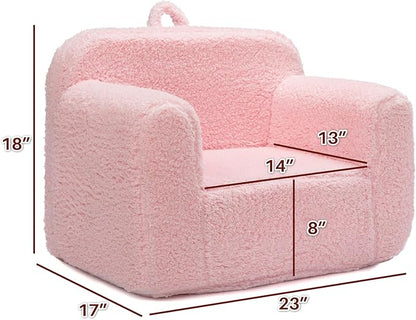 ALIMORDEN Kids Ultra-Soft Snuggle Foam Filled Chair, Toddler Cuddly Sherpa Reading Couch for Boys and Girls, Pink