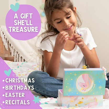 Musical Unicorn Kids Jewelry Box - Girls Jewelry Box with Mirror, Unicorn Gifts for Little Girls, Unicorn Toys for Girls Age 4-6