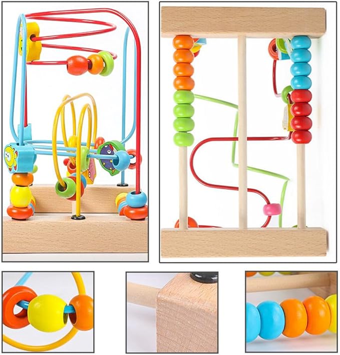 Timy First Bead Maze Roller Coaster Wooden Educational Circle Toy for Toddlers