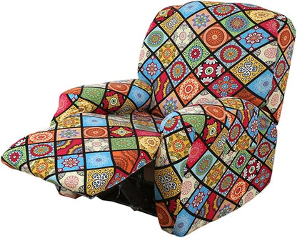 NILUOH Recliner Chair Covers 4-Pieces Stretch Lazy Boy Recliner Covers with Pocket Floral Pattern Reclining Slipcovers Soft Sofa Slipcover Furniture Protector for Pets Kids (Recliner, Pattern 20)