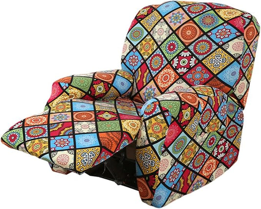 NILUOH Recliner Chair Covers 4-Pieces Stretch Lazy Boy Recliner Covers with Pocket Floral Pattern Reclining Slipcovers Soft Sofa Slipcover Furniture Protector for Pets Kids (Recliner, Pattern 20)